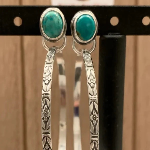 Boho Vintage Flower Onyx Earrings