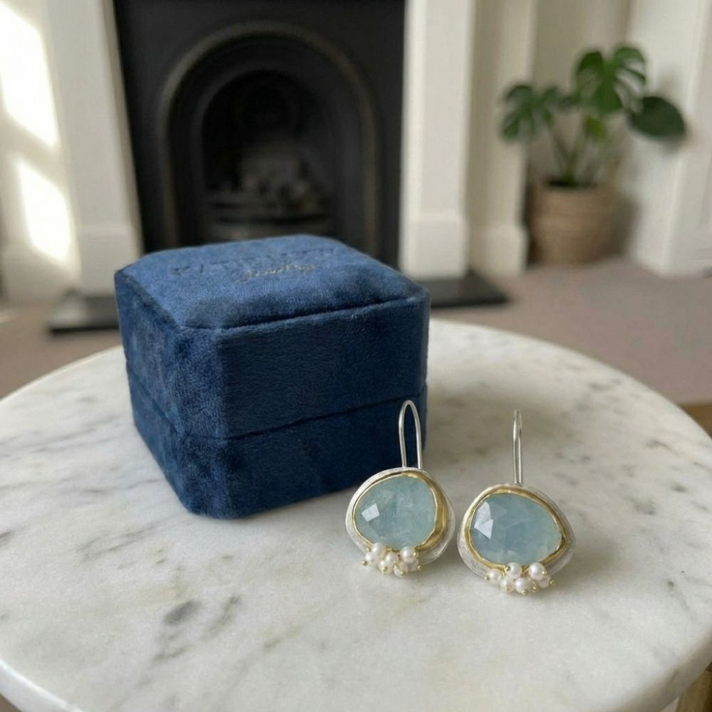 Vintage Light Blue Stone Earrings
