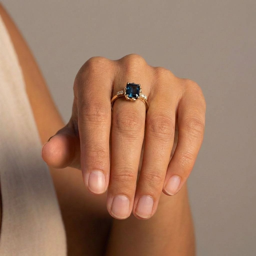 Blue Crystal Gold Ring