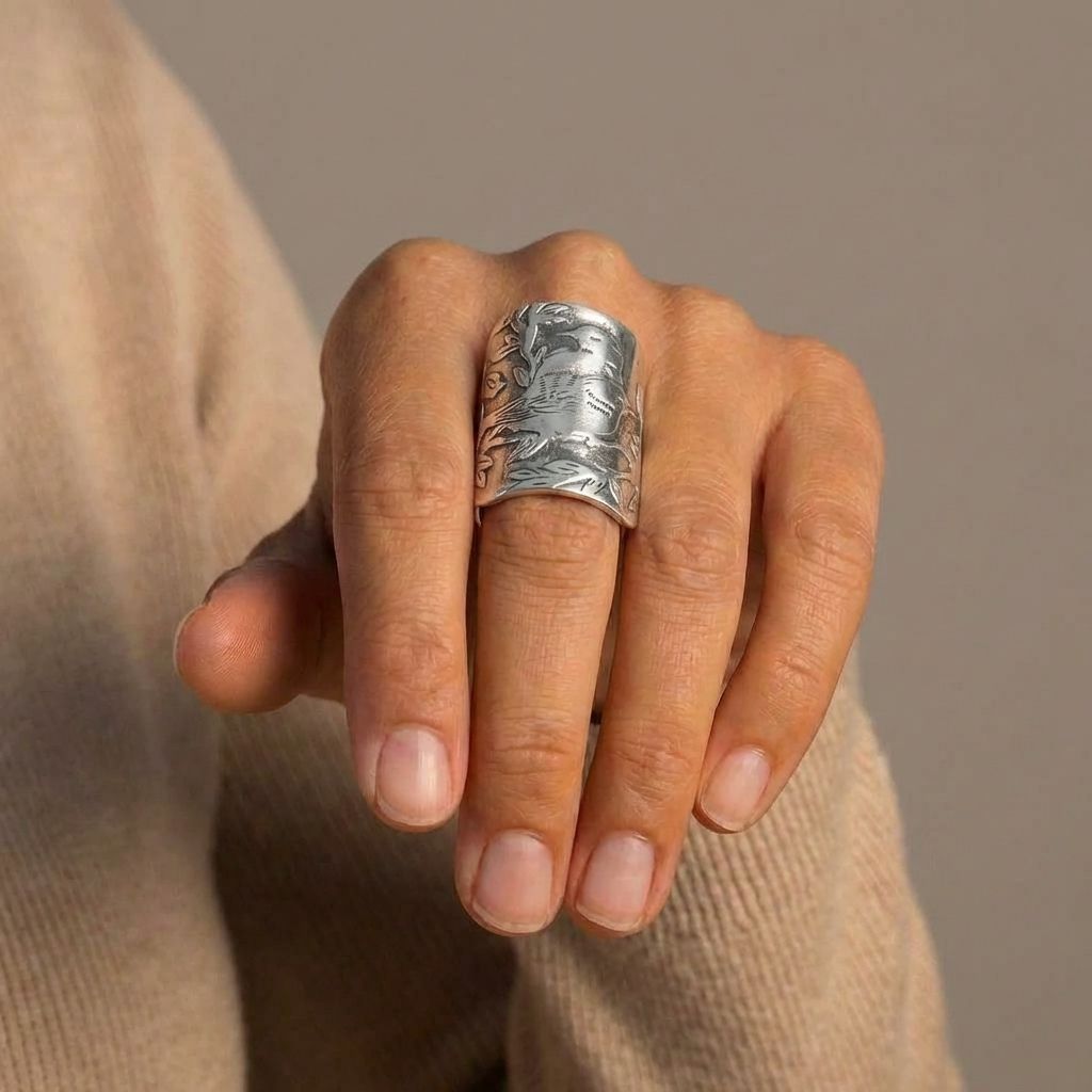 Lovebird Carved Signet Ring