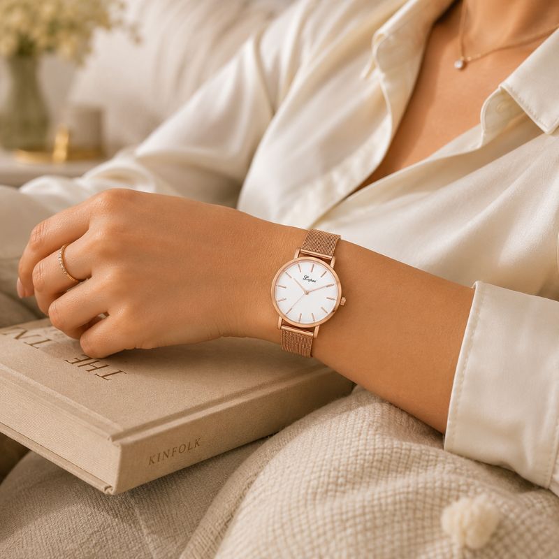 Marble Dial Mesh Bracelet Watch