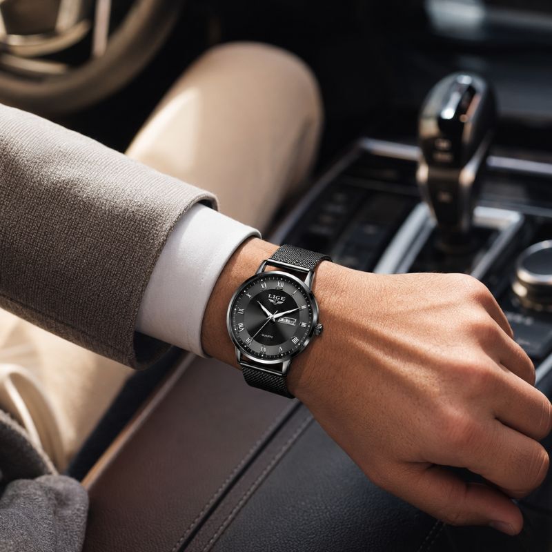 Roman Numeral Mesh Strap Watch
