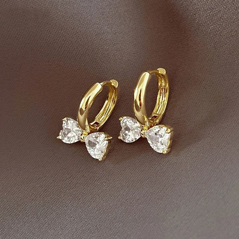 Vintage Gold Floral Bow Hoop Earrings-Lydieannejewelry