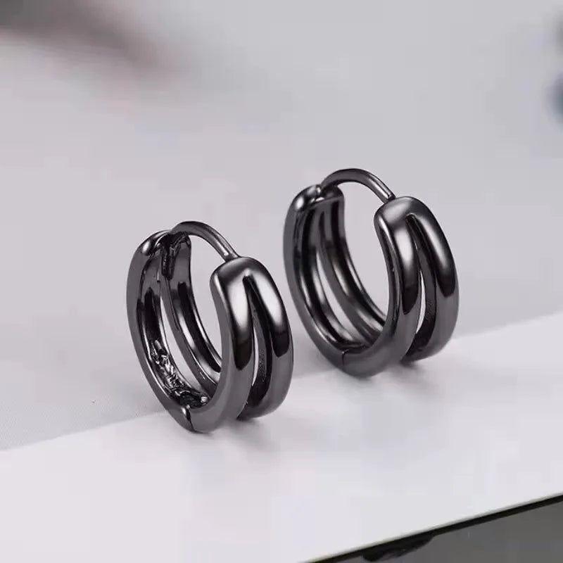 Vintage Black Double Hoop Earrings-Lydieannejewelry