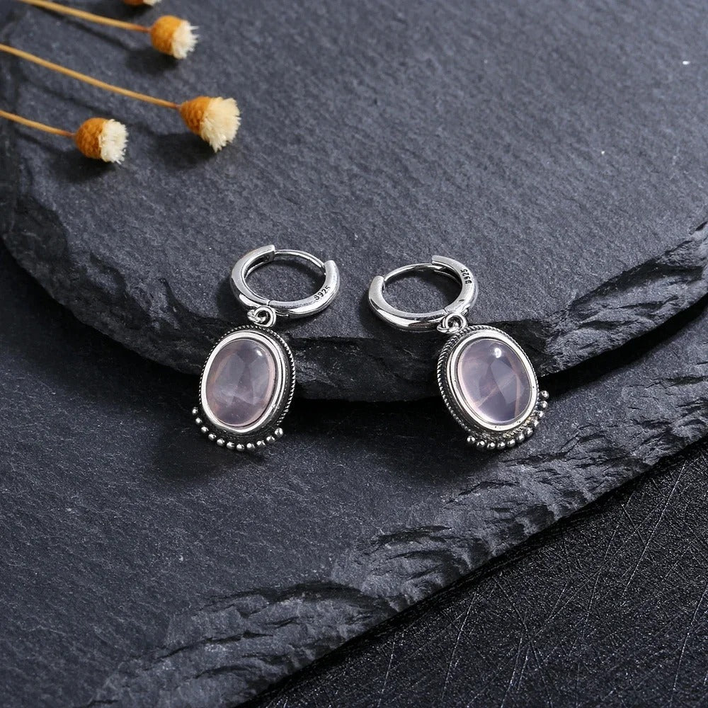 Silver Vintage Pale Rose Earrings-Lydieannejewelry