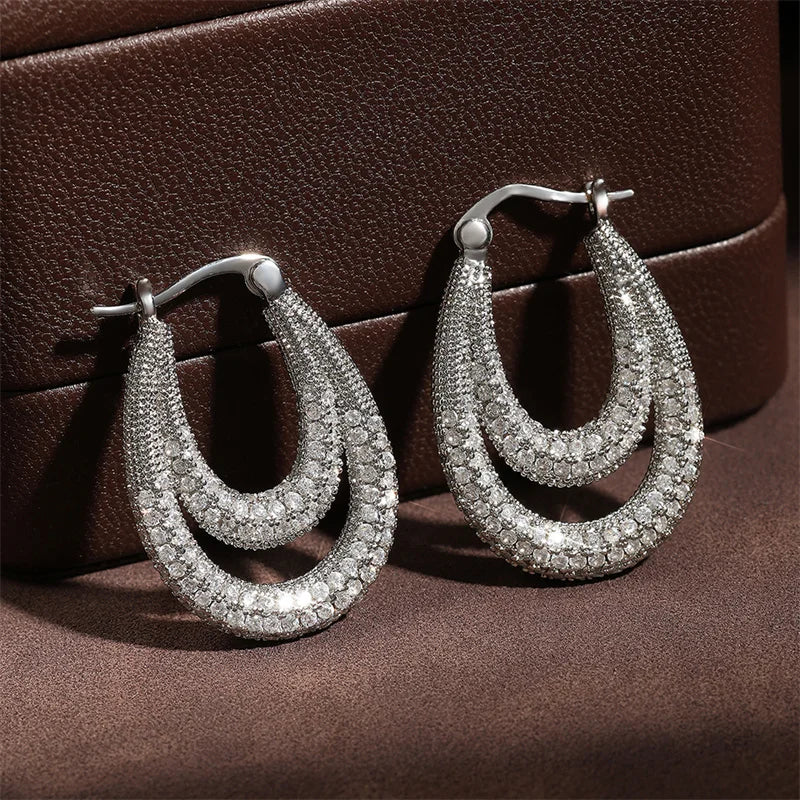 Silver Vintage Double Drop Earrings-Lydieannejewelry