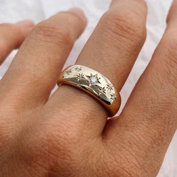 Vintage Starlight Gold Plated Ring-Lydieannejewelry