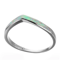 Vintage Sterling Silver Ocean Blue White Opal Fire Rings