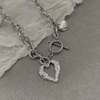 Vintage Hollow Heart Titanium Necklace