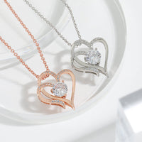 Double Heart Design with Sparkling Zirconia