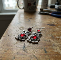 Vintage Red Owl Earrings