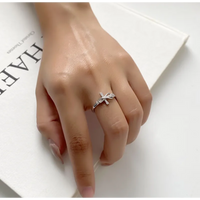Elegant Two-Tone Adjustable Cross Ring
