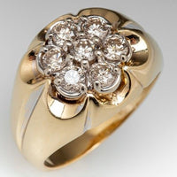 Vintage Daisy Zirconia Gold Ring