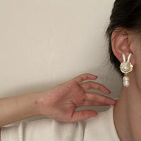 Silver Cute Pearl Bunny Baroque Pearl