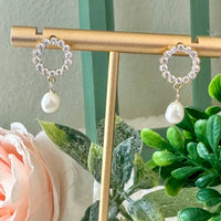 Belina Open Circle Pearl Earrings-Lydieannejewelry