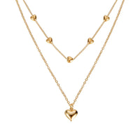 Vintage Double Heart Pendant Necklace