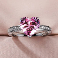 Adjustable Zirconium Heart Ring in Silver