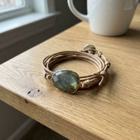 Vintage Leather Stone Bracelet