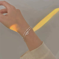 Adjustable Silver Heart Bracelet