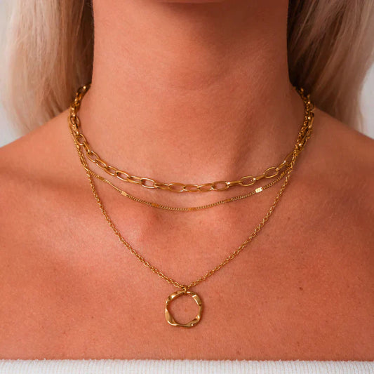 Gold Vintage Layered Necklace-Lydieannejewelry
