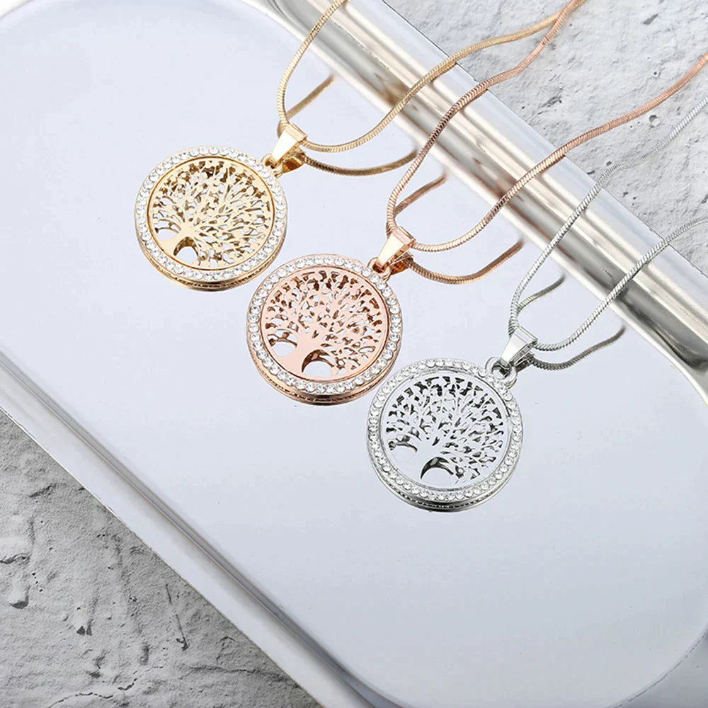 Tree of Life Pendant with Zirconia in Gold and Silver