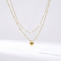 Double Strand Freshwater Pearl & Heart Necklace