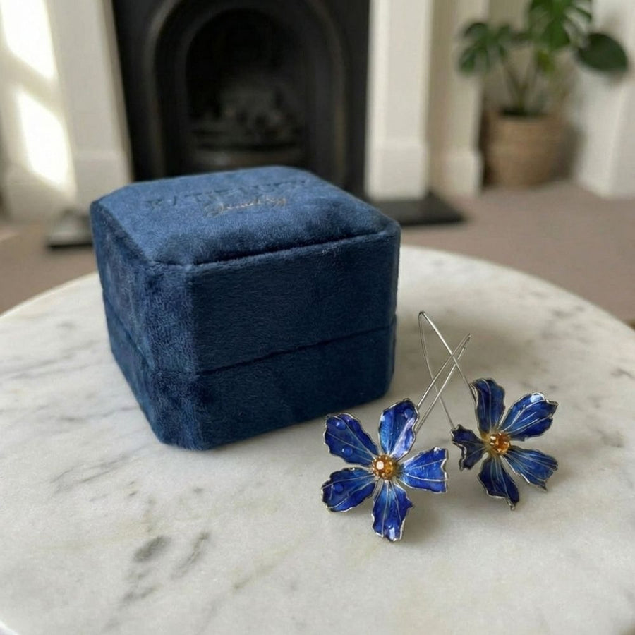 Blue Vintage Flower Earrings