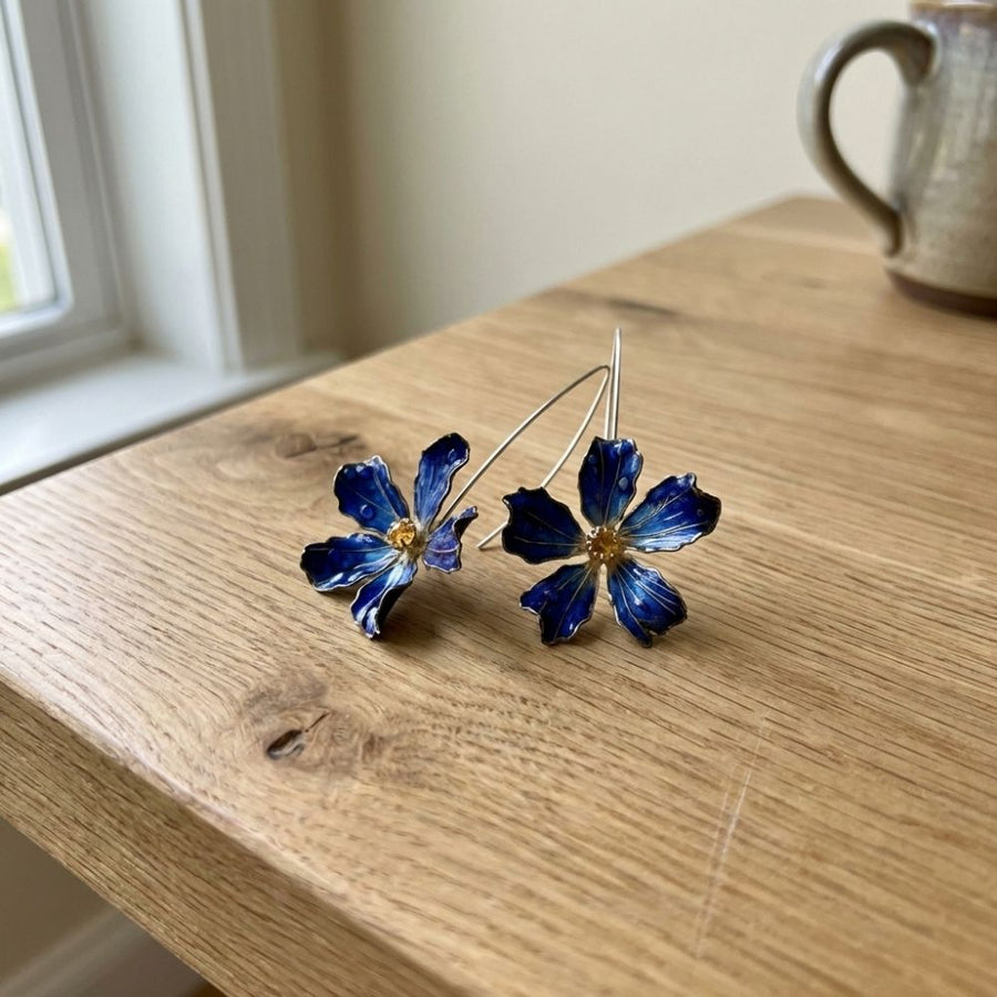Blue Vintage Flower Earrings