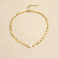 Greek Pearl Necklace in Gold