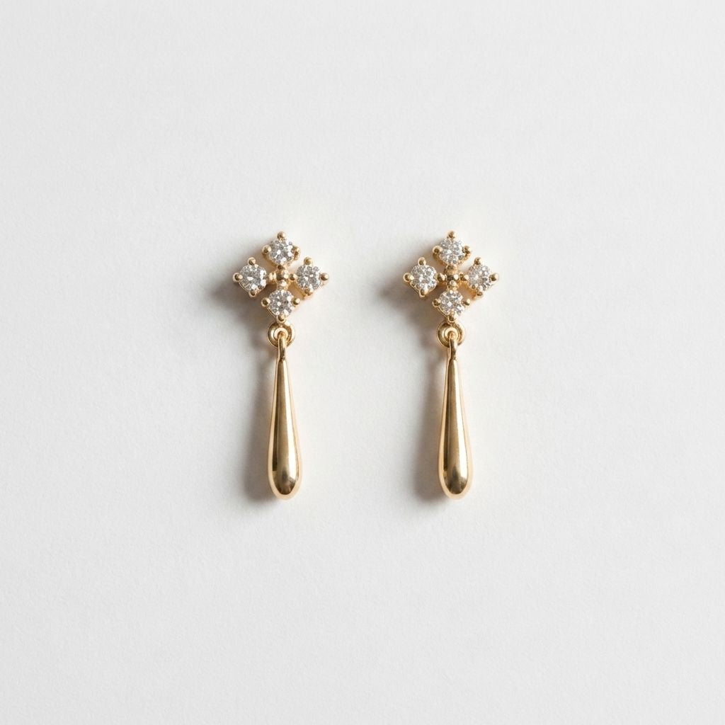 Crystal Trio Gold Drop Earrings