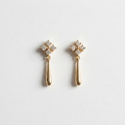 Crystal Trio Gold Drop Earrings