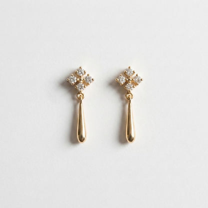 Crystal Trio Gold Drop Earrings