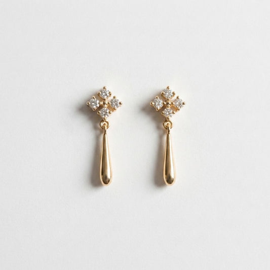 Crystal Trio Gold Drop Earrings