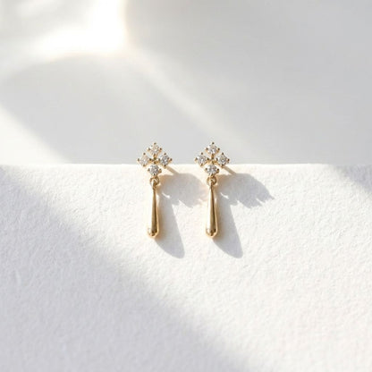 Crystal Trio Gold Drop Earrings