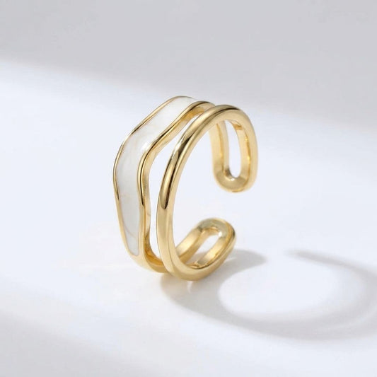 Enamel Accent Gold Open Ring