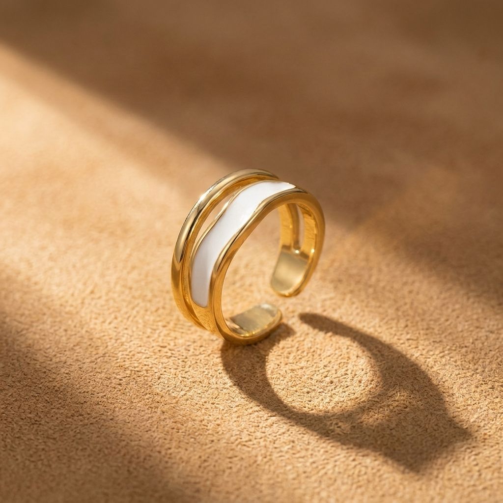 Enamel Accent Gold Open Ring