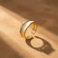Enamel Accent Gold Open Ring