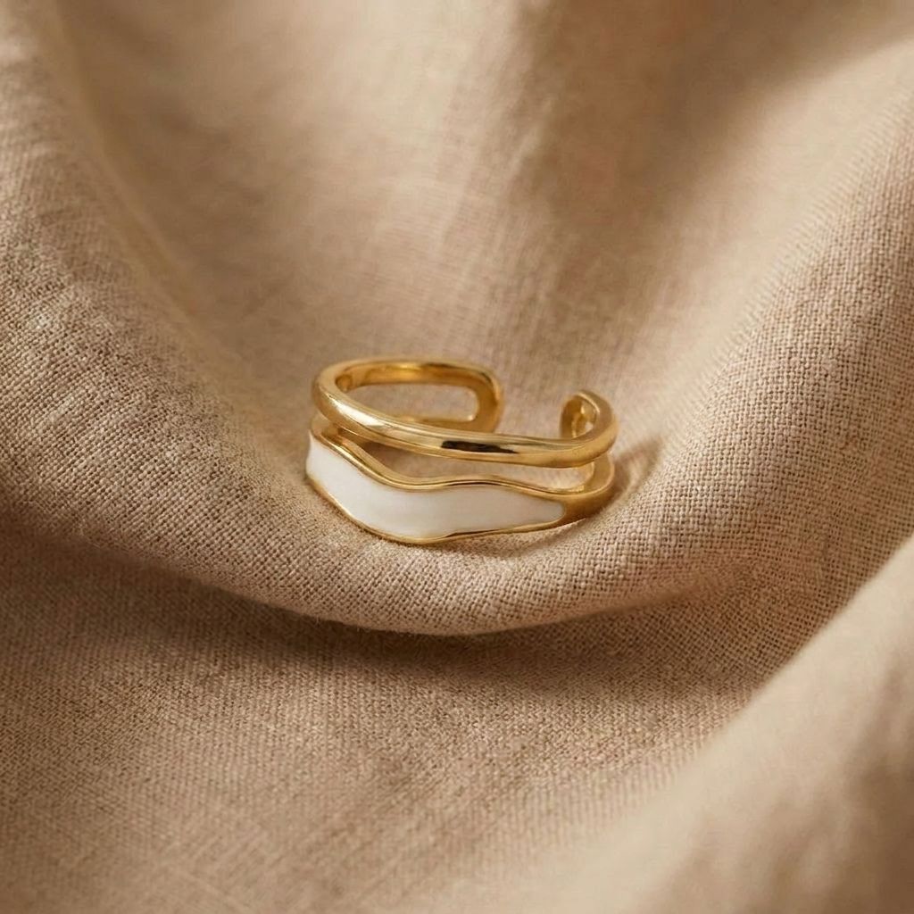 Enamel Accent Gold Open Ring