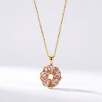 Gold Diamond Studded Titanium Steel Necklace