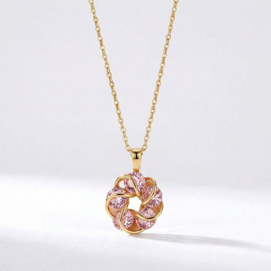 Gold Diamond Studded Titanium Steel Necklace