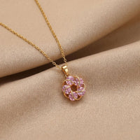 Gold Diamond Studded Titanium Steel Necklace