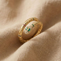 Gold Snake Zircon Ring for Women