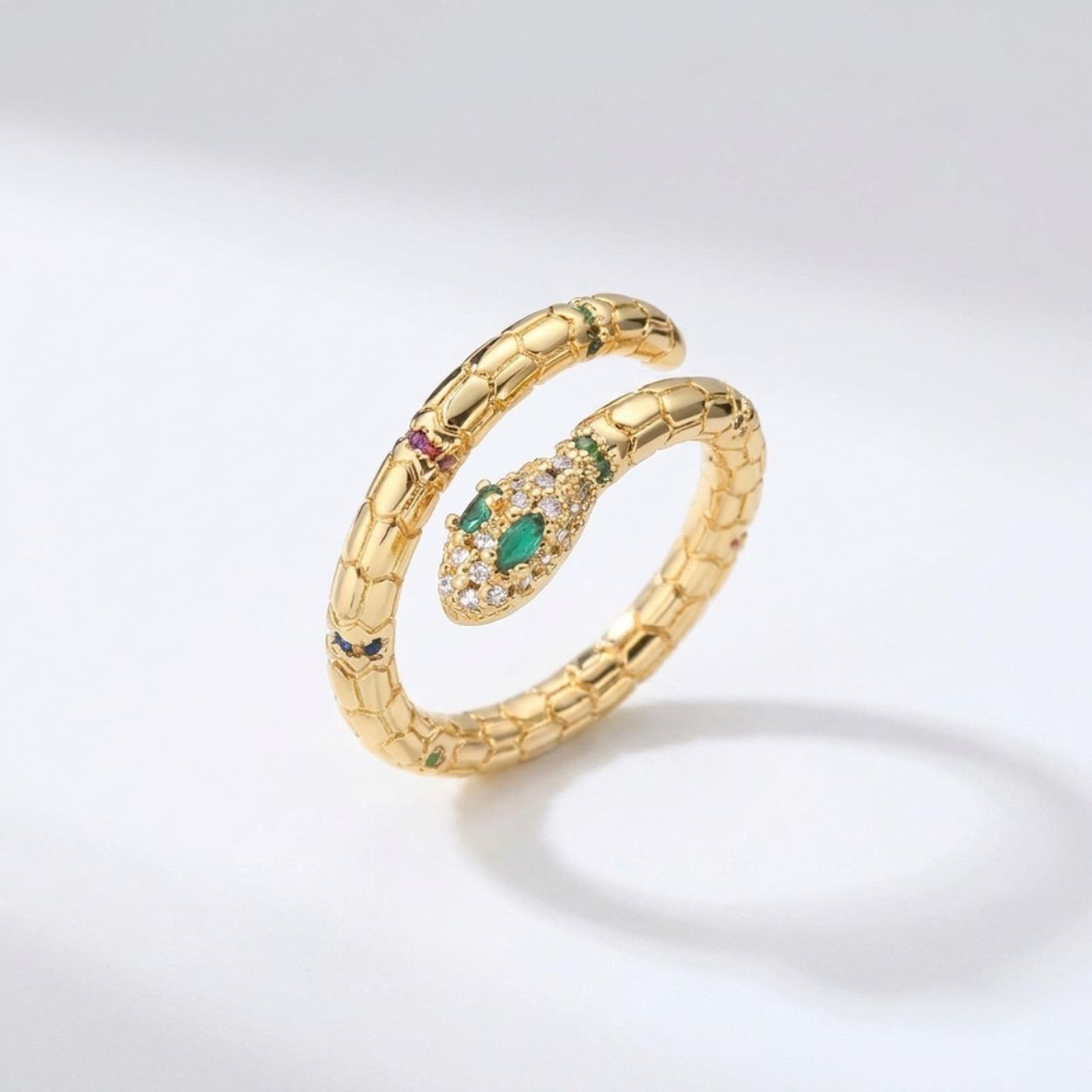 Gold Snake Zircon Ring for Women