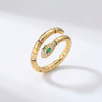 Gold Snake Zircon Ring for Women