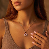 Gold Diamond Studded Titanium Steel Necklace