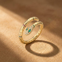 Gold Snake Zircon Ring for Women