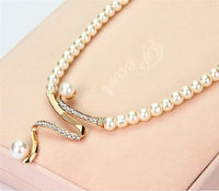 Natural Pearl Necklace + Earrings Set-Lydieannejewelry