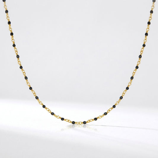 Hand Woven Silver & Black Onyx Necklace