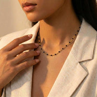Hand Woven Silver & Black Onyx Necklace