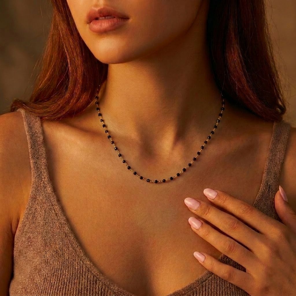 Hand Woven Silver & Black Onyx Necklace